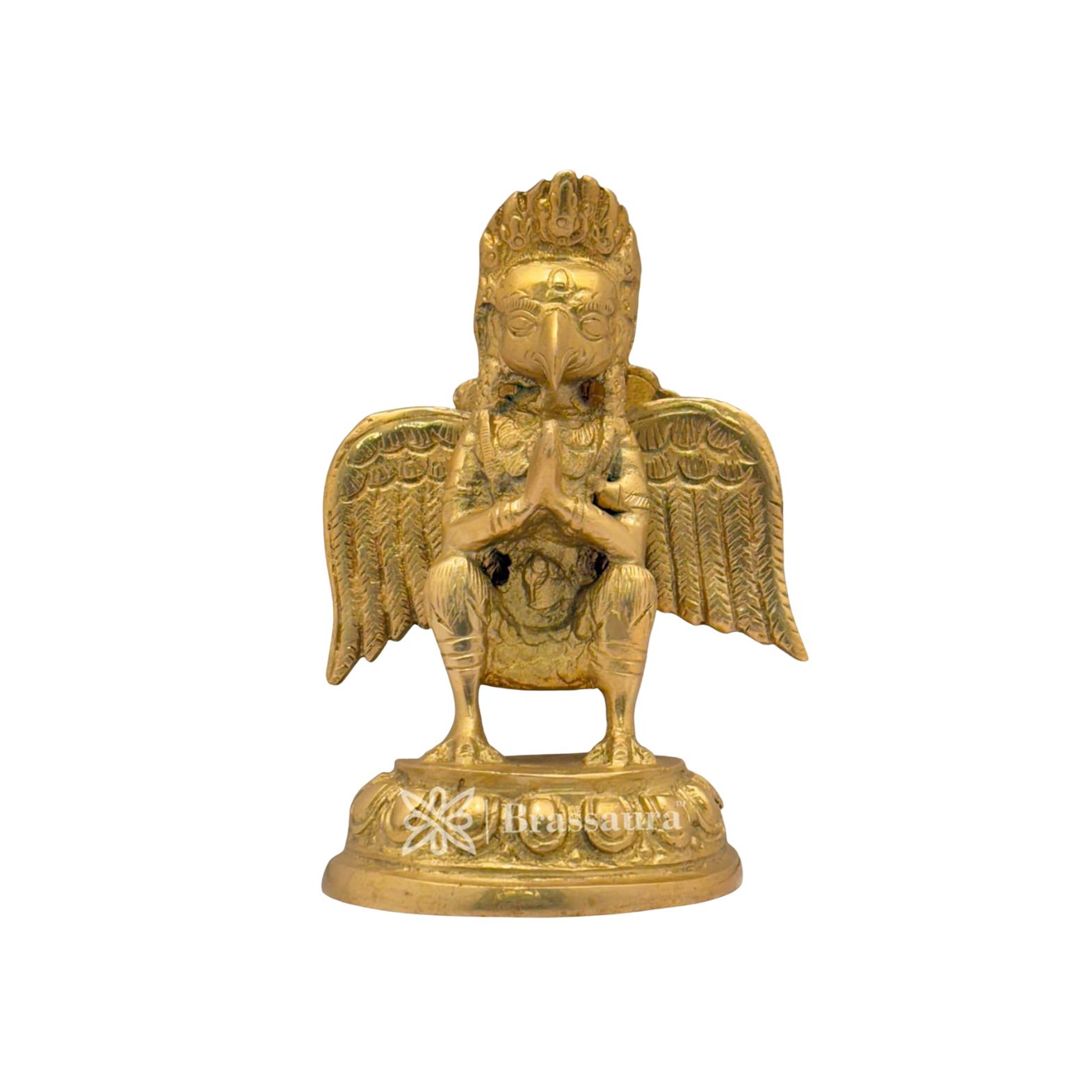

Pure Brass Garud Idol For Home & Decor, Garud Statue For Good Luck - 14 Cm