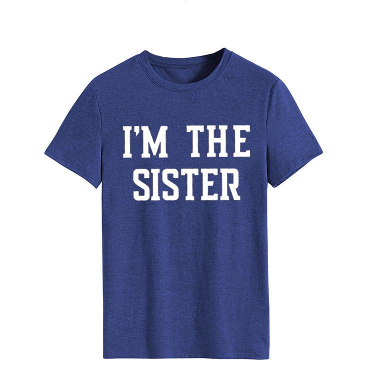 "I'M THE SISTER" Letter Print Women's Short-Sleeve T-Shirt - European & US Style Cross-Border Fashion.