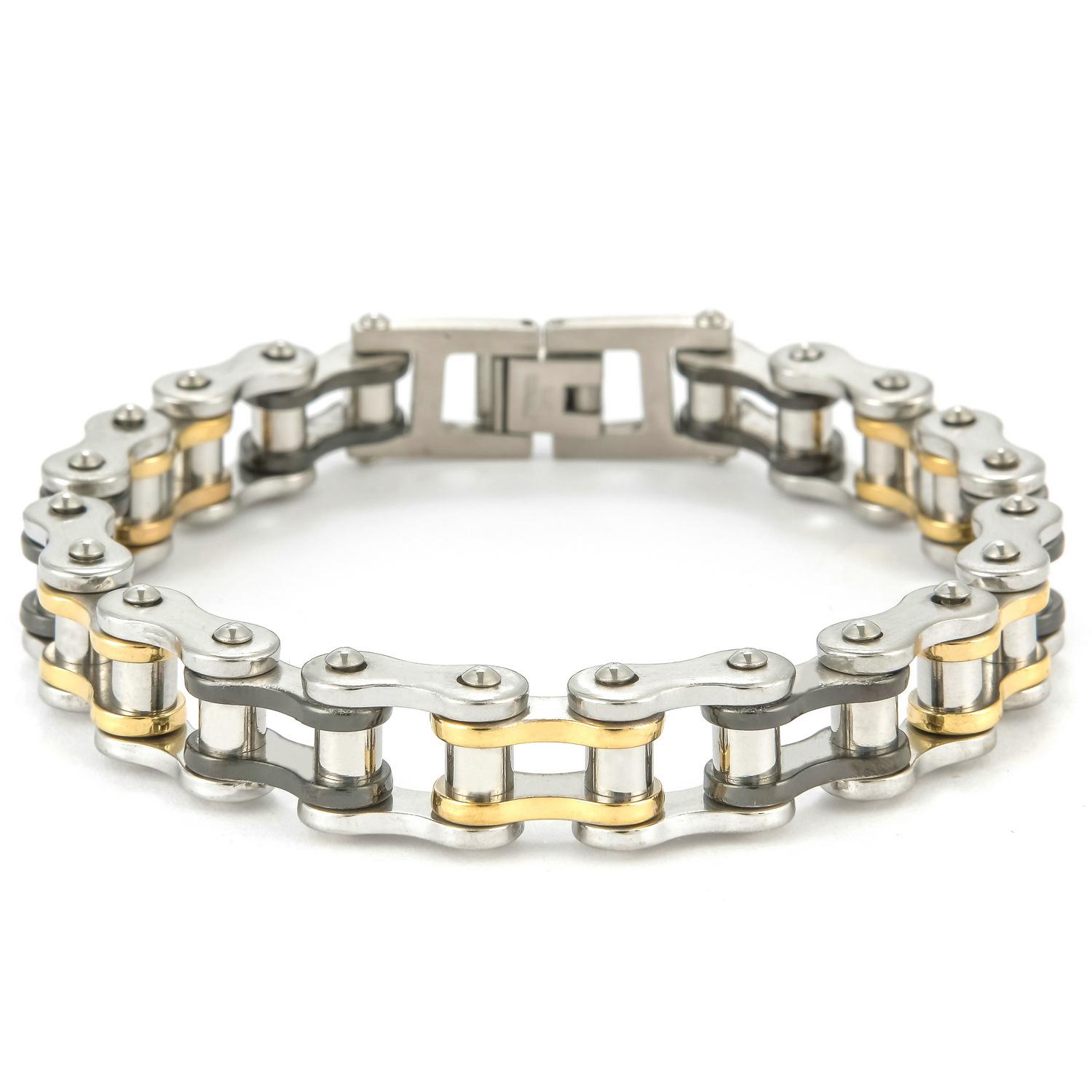 Bracelet Homme Punk Rock Biker Acier Inoxydable 316L Bijoux Mode Chaîne de Vélo Bijouterie Pulsera Hombre Acero Inoxidable white
