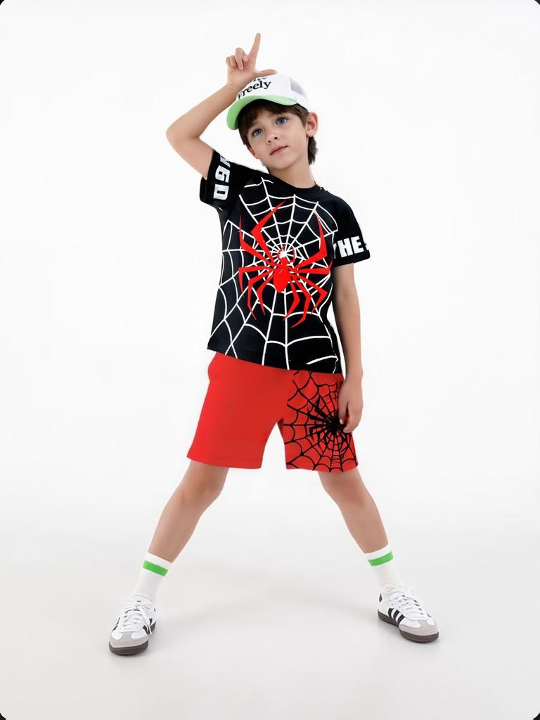Summer New Casual D Printing Short-sleeved Suit Y Children's Suit Cartoon Letter New