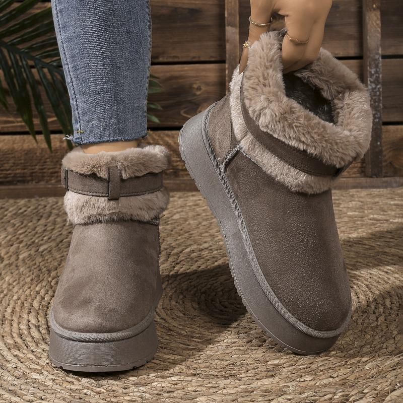 Foreign trade new large size plush thick-soled cotton shoes women's thickened color matching warm short snow boots
