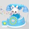 Early Education Rabbit Telephone Toy with Music Sound Light Simulation Landline Phone  Kids Gift