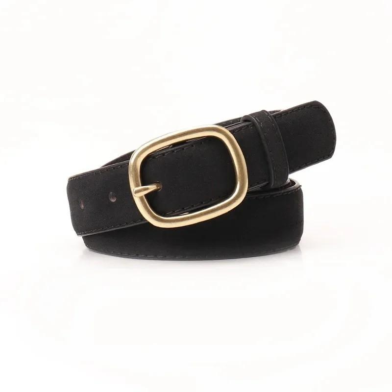 Fashion Retro Ladies Leather Belt Pu Material With Classic Buckle For Casual Wear чёрный
