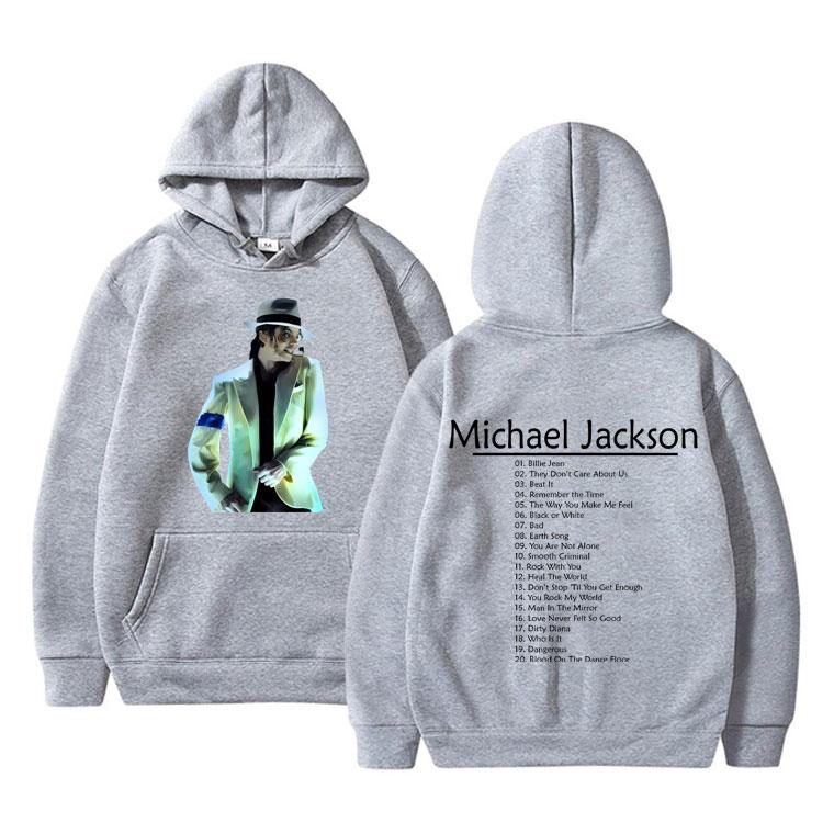 Vintage Michael Jackson Double Sided Print Hoodie Men Women Hip Hop Punk Rock Sweatshirt Men's Fleece Casual Oversized Hoodies