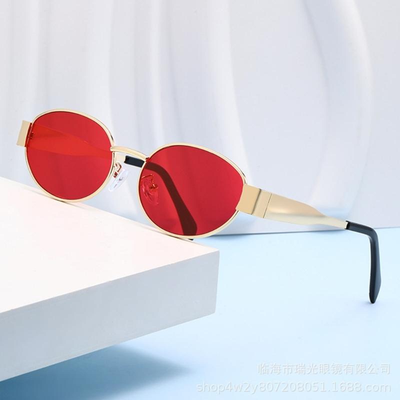 Ovals Metal Frame Sunglasses Unisex Sunglasses Cats Eye Shape Sunglasses for Men and Women