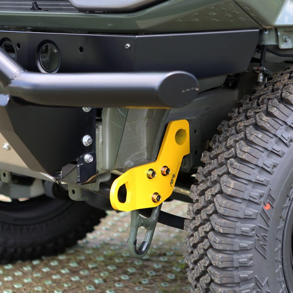Apio Front Left Tow Hook for Vehicles with Lion Hunting 9mm Thick [FL] Bumpers, [JB64, JB74] Yellow, 3070-41L
