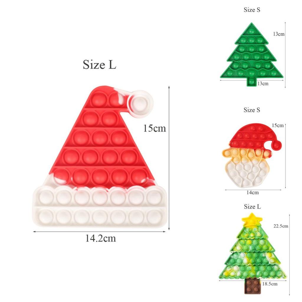 Joyful Christmas Big Size Pop It Silicone Toys For Relaxation Featuring Adorable Santa Claus And Cheerful Christmas Tree Shapes