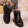 Casual short boots winter autumn and winter non-slip warm medium velvet leather shoes cotton shoes winter women's shoes