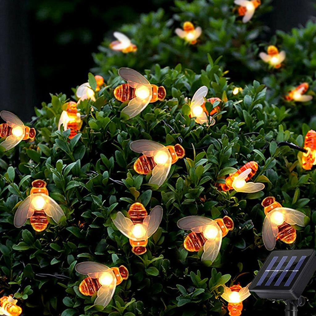 Honeybee String Lights Waterproof Intelligent Control 20 LED Solar String Lights for Gard
