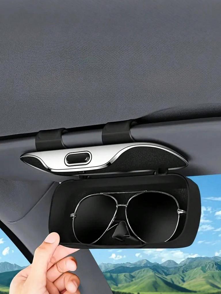 One‑Click Car Sun Visor Storage Bag – Fully Enclosed, Dustproof & Shockproof, with Spring Clip, Fits All Vehicles