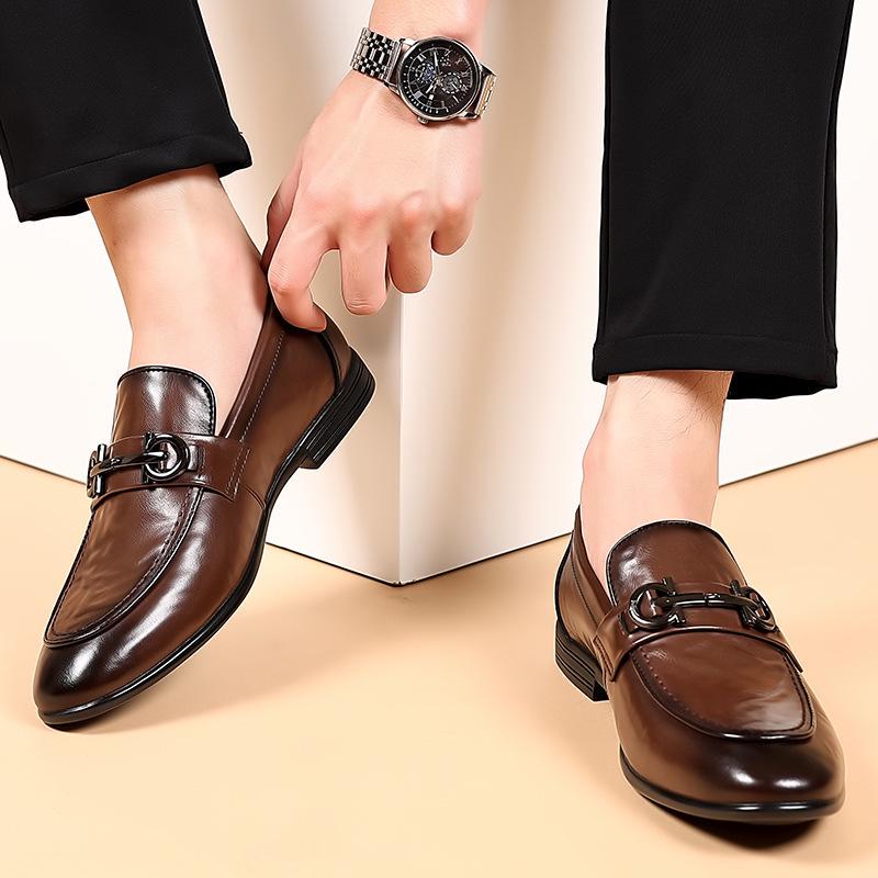 Korean Men's Leather Loafers: Comfortable, Breathable, Business Casual, British Fashion Formal Shoes.