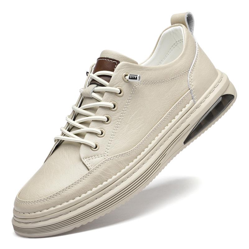 

Мужская обувь весна новая кожа мода молодежная приливная обувь мужская круглая голова мелкий вырез кеды легкая дышащая повседневная обувь 44 бежевый