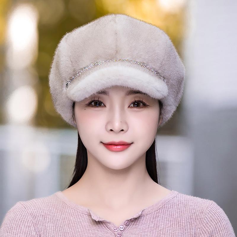New Winter Hat For Women Fashion Faux Fur Fluffy Duck Tongue Hat Female Warm Ear Protection Hats Outdoor Thicken Wind Snow Caps