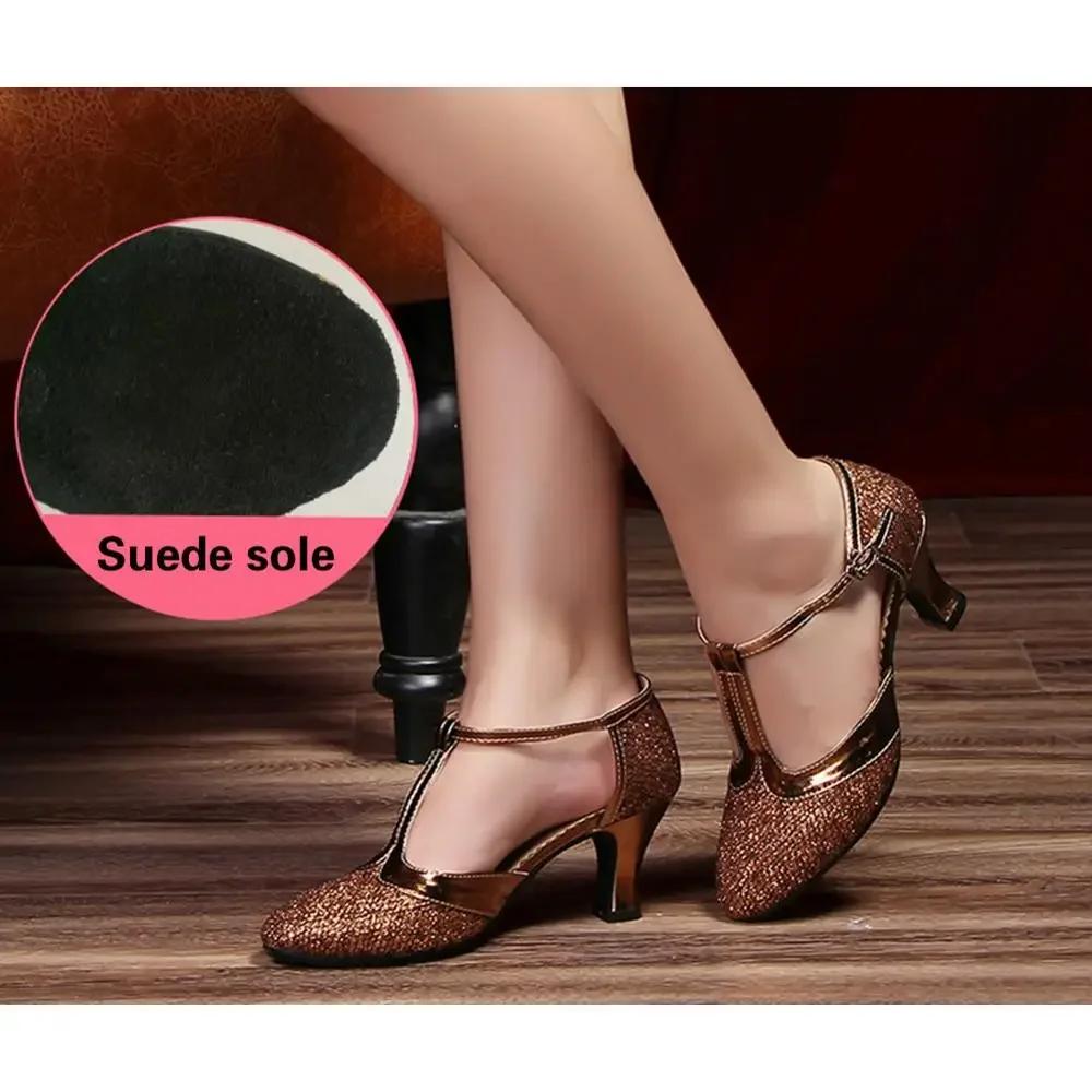 Damskie Buty Taneczne Damskie Buty do Tańca Towarzyskiego Dziewczęce Buty Łacińskie Dziecięce Niskie Obcasy 3.5/5.5/ 6.5cm Halowe Taniec Nowoczesny