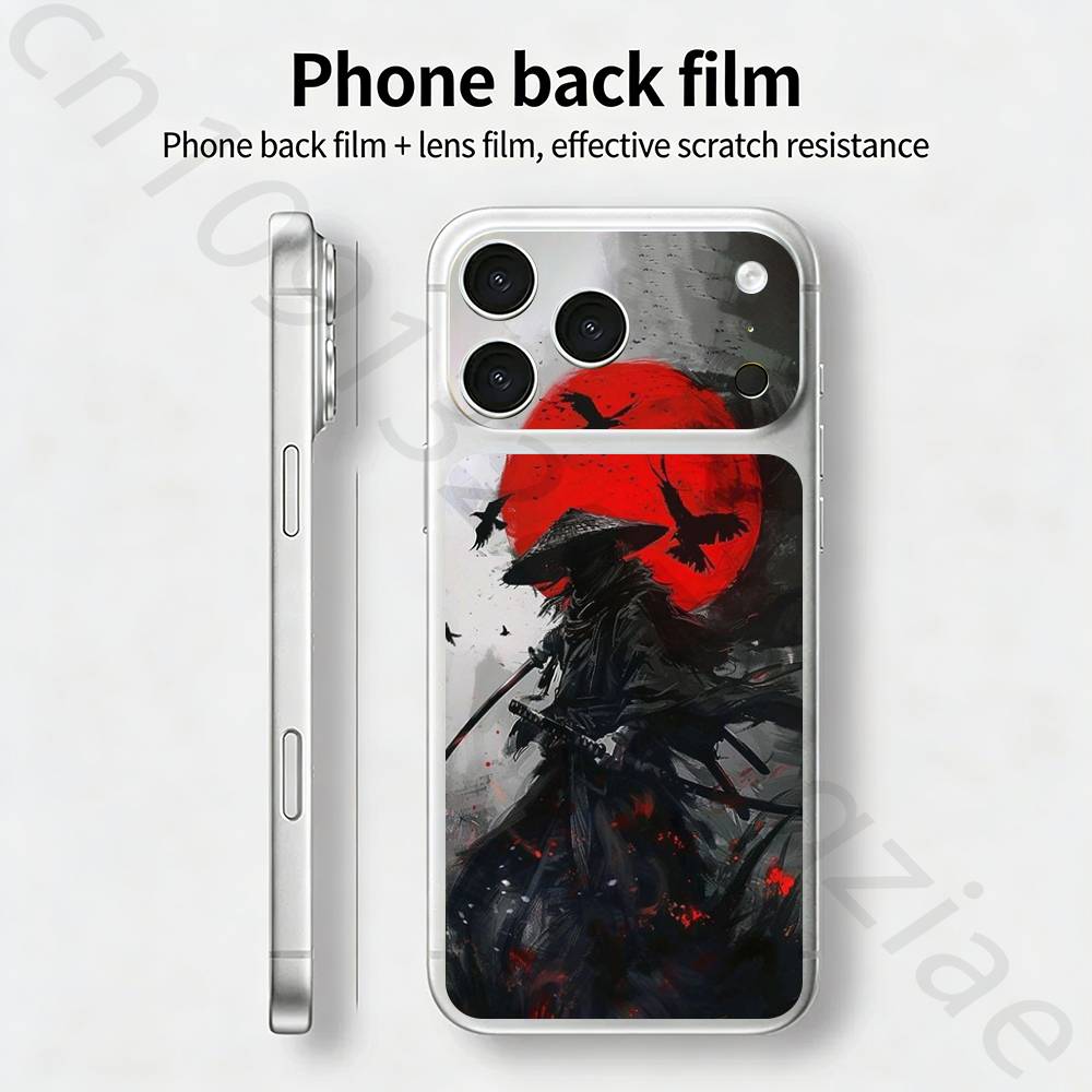 Japanese Bushido Samurai For iPhone 17 pro Max /17 pro Full Cover Decal Skin Wrap 3D Colorful Rear Protective Sticker Film