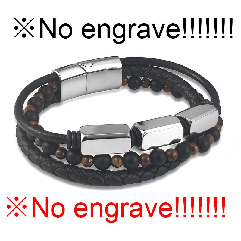 

Engraved 3 Name Custom Boho Bracelet for Men Women Personalized Stainless Steel Beads Bracelets Genuine Leather Bangle Jewelry 18.5cm