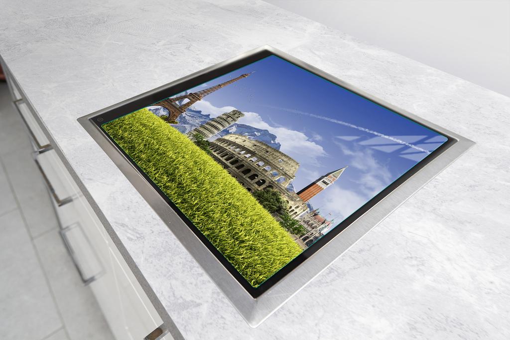 Glass protective plate for the stove 50x52 City