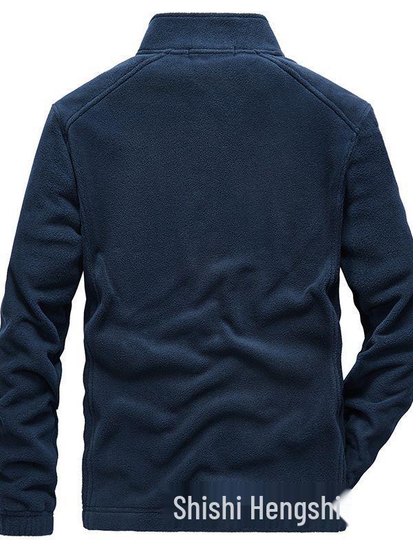 Men's Zipper Fleece Jacket with Side Pockets - Green Youth Style