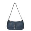 Womens Vintage Rivet Moto Style Shoulder Bag Crossbody With Wide Strap Design