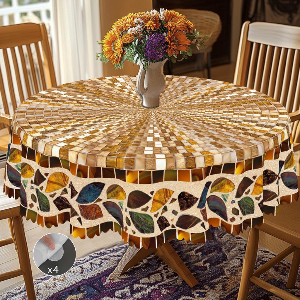 1 Piece Of Retro Farmhouse Style Creative Marble Theme Tablecloth, Colorful Marble Pattern Design, Suitable For Holiday Parties, Camping Style Picnic