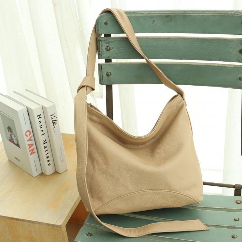 

Fashionable Women s Tote Bag First-layer Cowhide Naturally Falls Large Capacity Leather Lazy Bucket Length 31 width 13 height 30CM абрикосовый