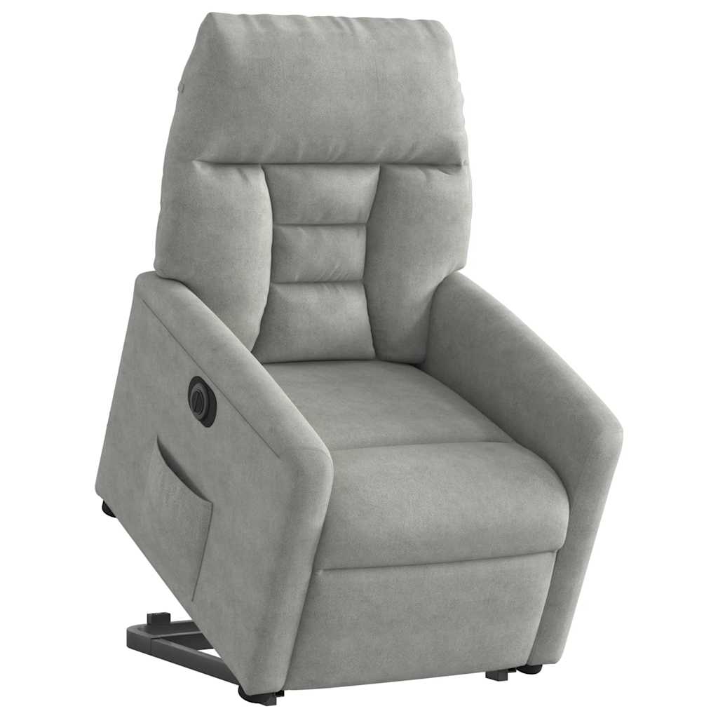 Recliner Chair with Electric Lift Assist Light Gray Microfiber Fabric