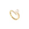 Stylish Ins Inspired Pearl And Crystal Adjustable Ring For Women In Trendy Geometric Style