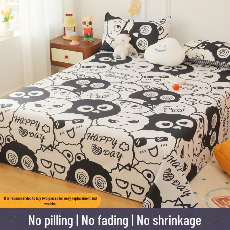 Winter Single Bed Sheet and Quilt Cover Set - 1.5m, Washed Cotton, Includes Pillowcase, Dormitory Style