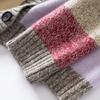 Women's Retro V-Neck Color Block Cashmere Cardigan - Plus Size Fall/Winter Knitwear