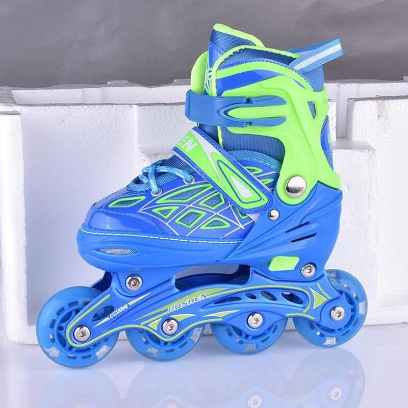 Norman Kids Blue Adjustable Inline Roller Skates Full Set