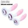 Silicone Jeweled Butt Plug - Pink Crystal Diamond Anal Plug, Soft Flexible Sex Toy for Women Men, Beginner Anal Training