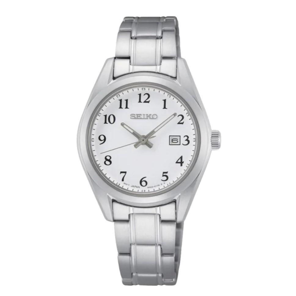 SEIKO Классические Женские Часы на Стальном Браслете с Кварцевым Механизмом SUR465P1 белый