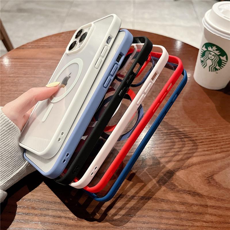 Luxuriöse transparente Magsafe-Hülle für iPhone 14 13 12 11 Pro Max X Xs Xr Max 7 8 Plus Se 2020 2022 Mini-Magnet-Stoßfängerabdeckung