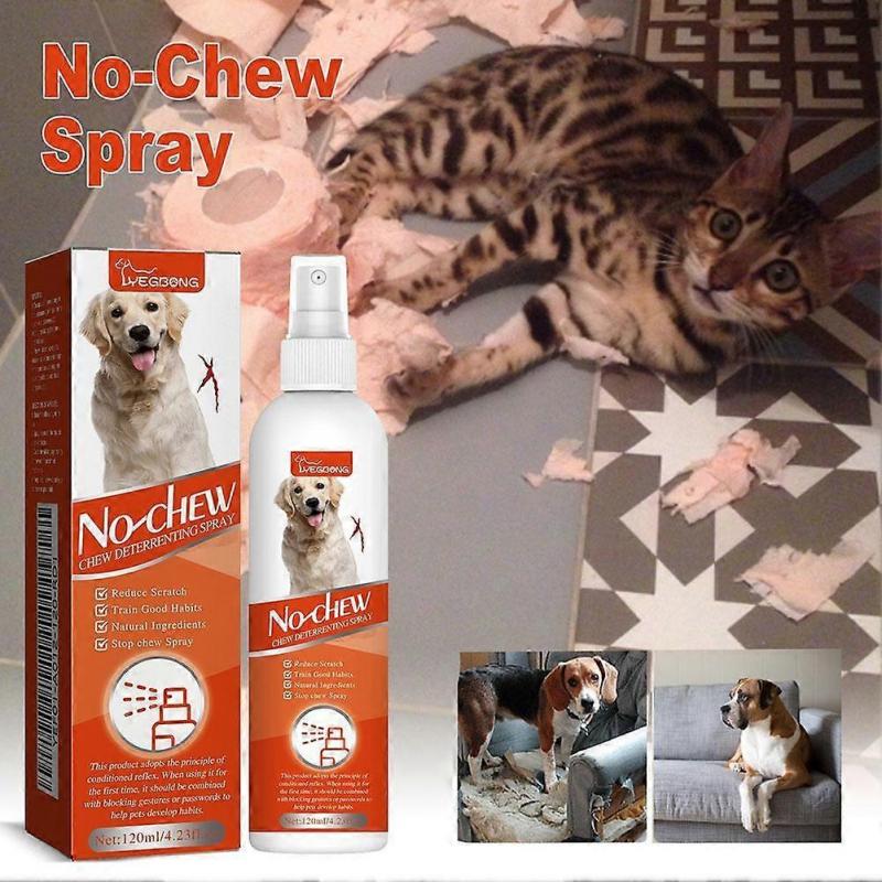 Pet Chew Spray 120ml Natural Bitter Spray Stop Dogs Cats Chewing Furniture Wires Shoes Safe Training Deterrent Long Lasting Protection