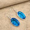 Blå Topaz Ädelsten Handgjorda 925 Sterling Silver bröllopssmycken örhänge