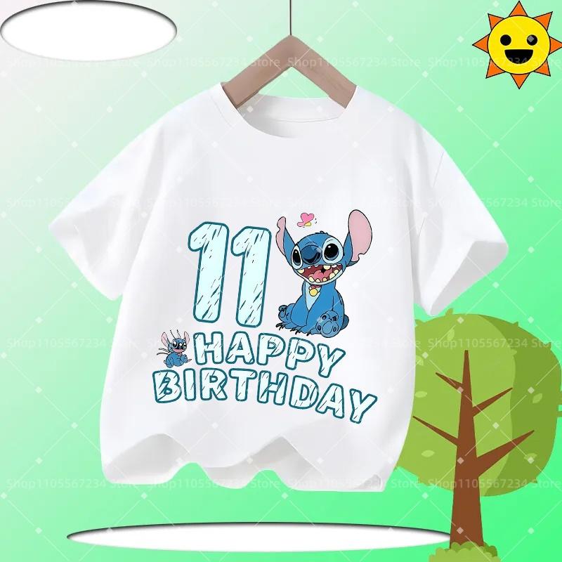 2026 Fashion Kids T-Shirt, Stitch Cartoon Print Short Sleeve Tops, Casual Round Neck Tees for Boys & Girls