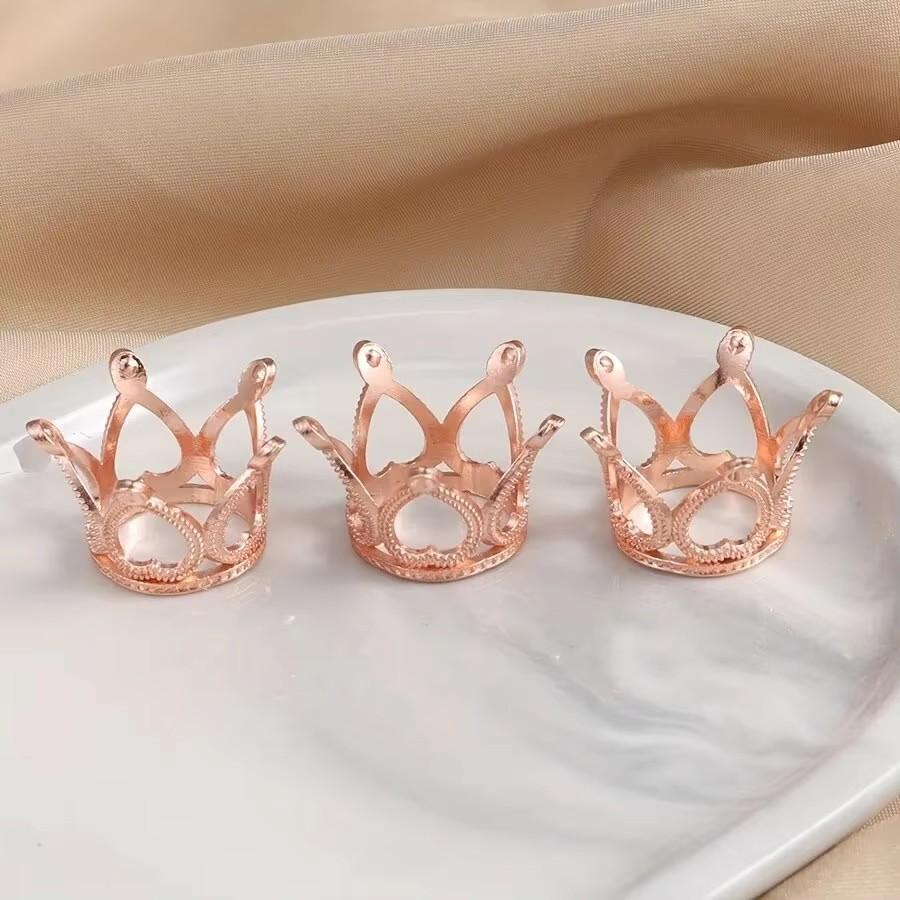 

10pcs/Bag Hollow Mini Crown Gold/Silver Color Hole Beads For Rings Jewelry Making DIY Handmade Craft Accessories