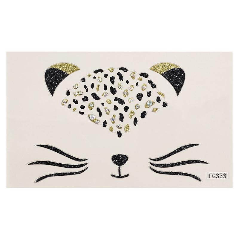 

1Pcs 3D Acrylic Drill Sticker Cute Cat Face Stickers Ball Party Face Decoration Diamond Masquerade Temporary Tattoo Stickers FG333