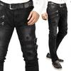 Men's Spring and Autumn Fashion Casual High Waist Skinny Denim Pants Motorcycle Street Wear