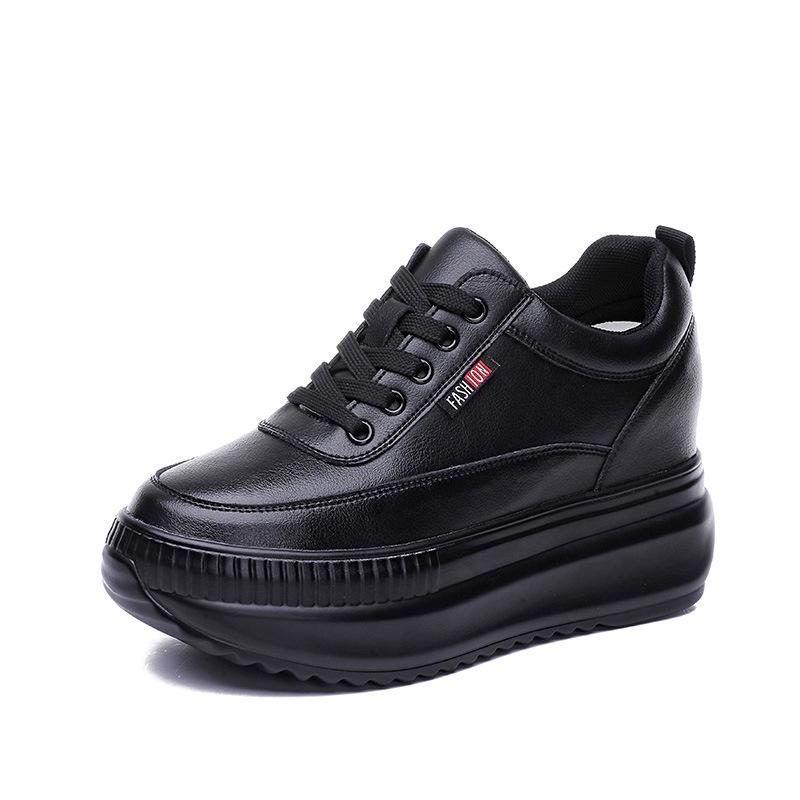 2026 Women's Wedge Platform Thick Sole Casual Shoes - Height-Boosting, All-Season White Flats with Extra Velvet