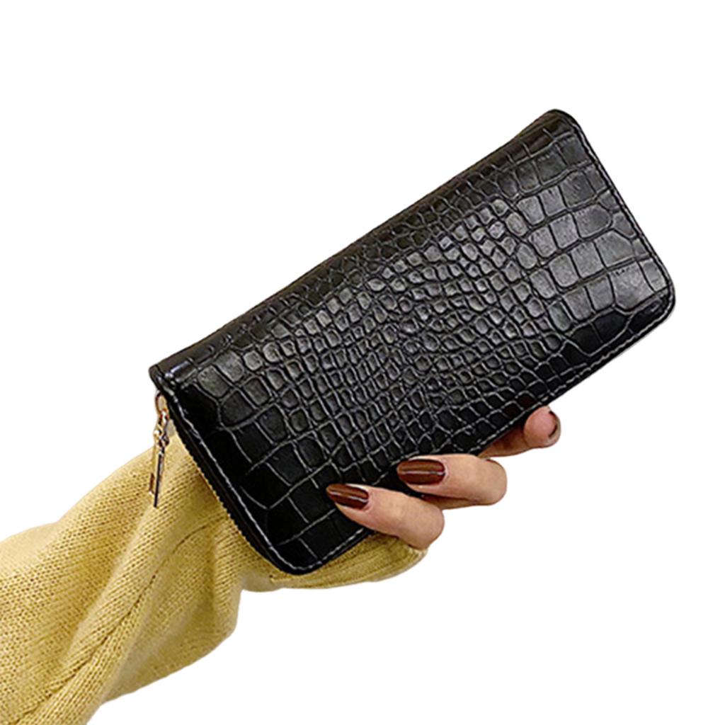 Elegant Women's PU Leather Wallet Multiple Card Slots Zipper Long Wallets Lady Purse Suitable for Everyday Use