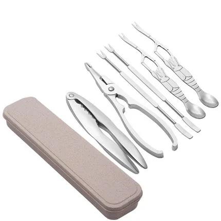 Seafood Tool Sets Crab Crackers Picks Spoons Set Stainless Steel Crab Peel Shrimp Tool Lobster Clamp Pliers Clip Pick Set