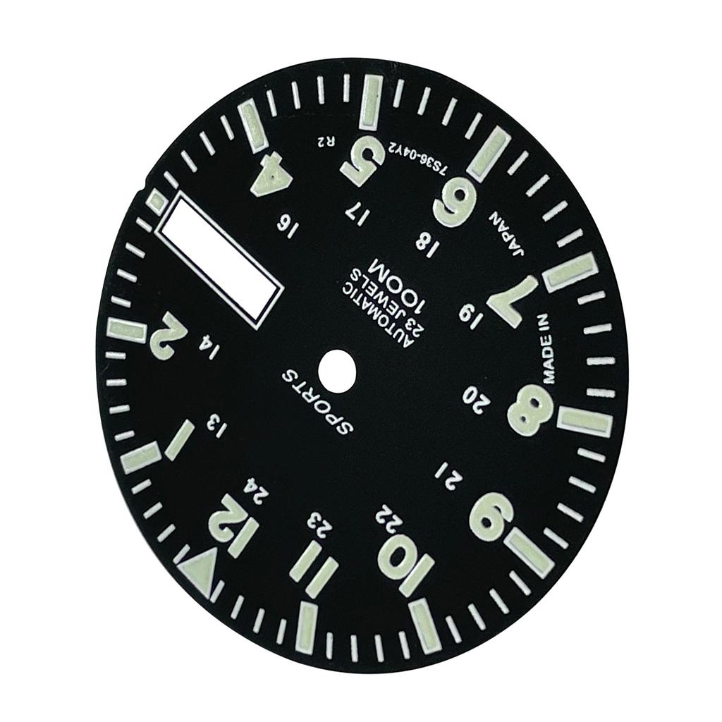28.5mm C3 Green Luminous Watch Dial Face for NH36A Automatic Mechanical Movement Black/ White Display Watch Replacement Part