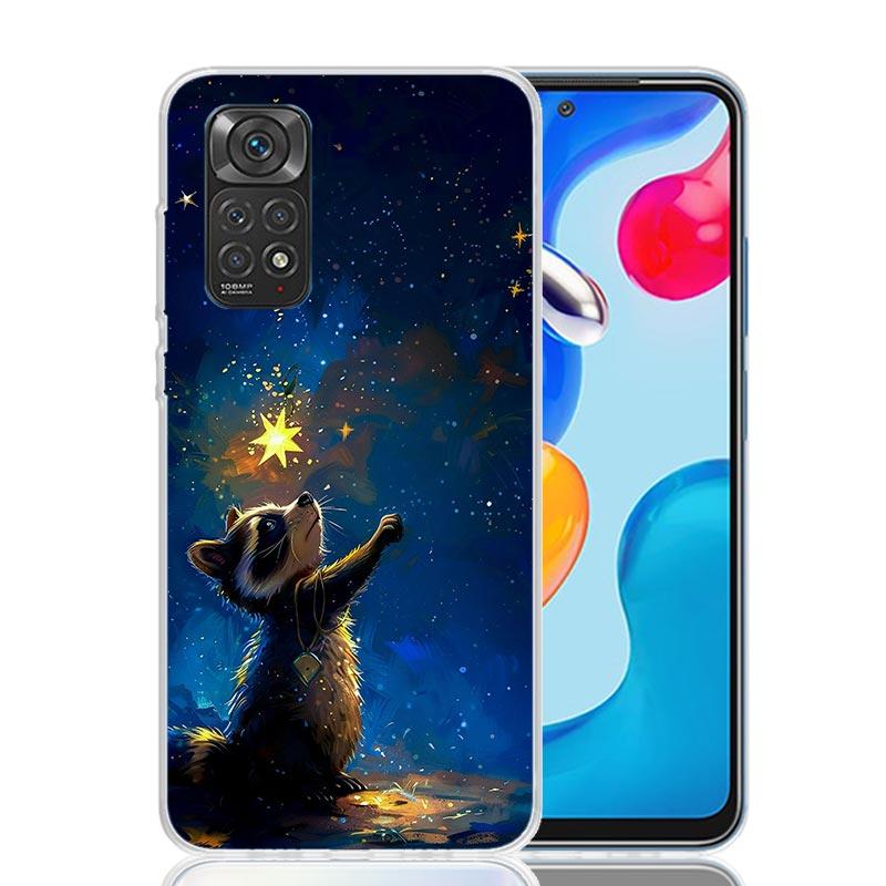 Raccoon Cute Animal Phone Case For Xiaomi Redmi Note 13 14 15 Pro Plus 12S 12 14S 11S 11E 10 10S 11 11T 5G 4G Cover Coque Redmi