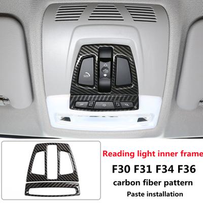 Carbon Fiber Pattern Car Front Reading Light Frame Decorative Cover Sticker Interior for BMW 3/4 Series F30 F31 F32 F33  F34