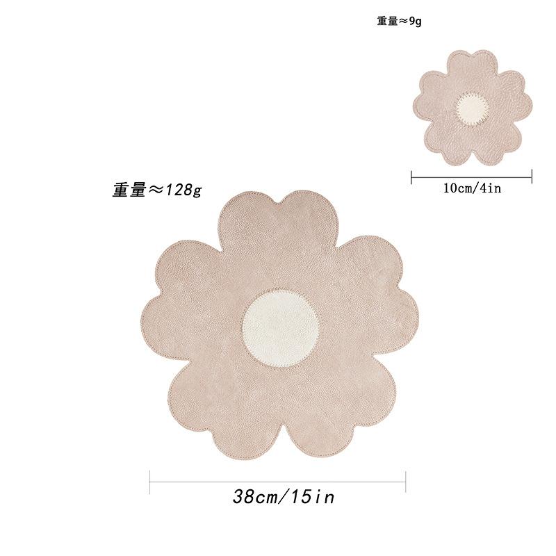 ins spring and summer explosion flower leather placemat thermal insulation waterproof oil-proof thermal insulation mat dining table mat petal coaster