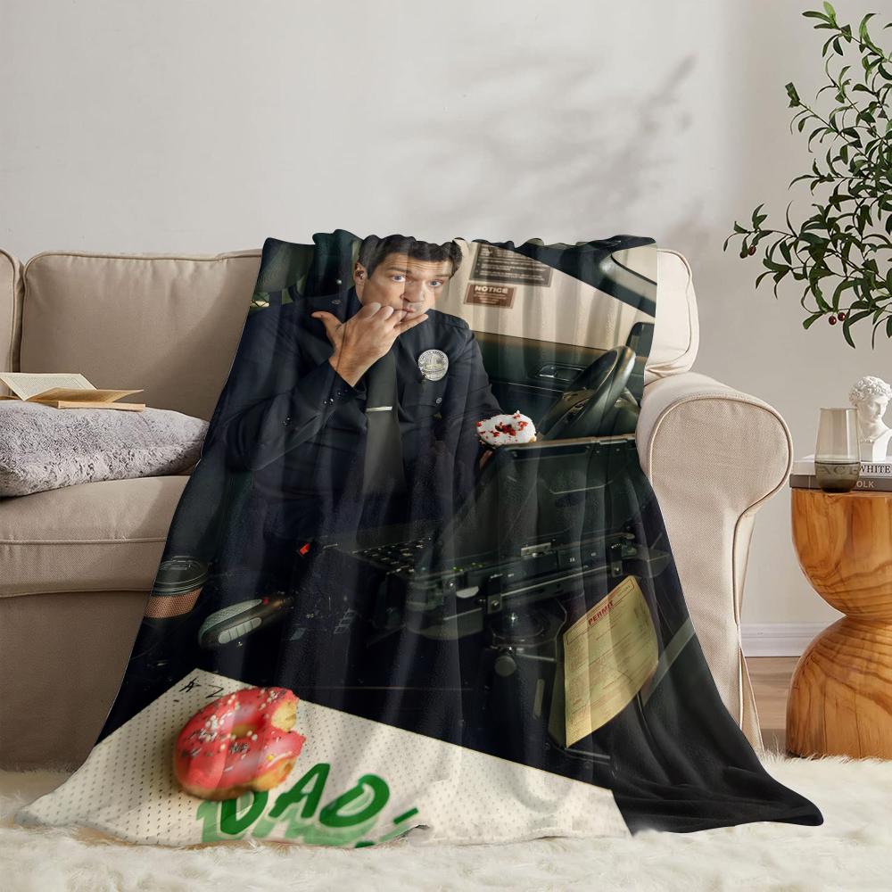 GUOYU Blanket TV The RRookie Throw Soft Flannel Throw Summer Blanket Lightweight Cozy Nap Blanket for Sofa Bed Travel