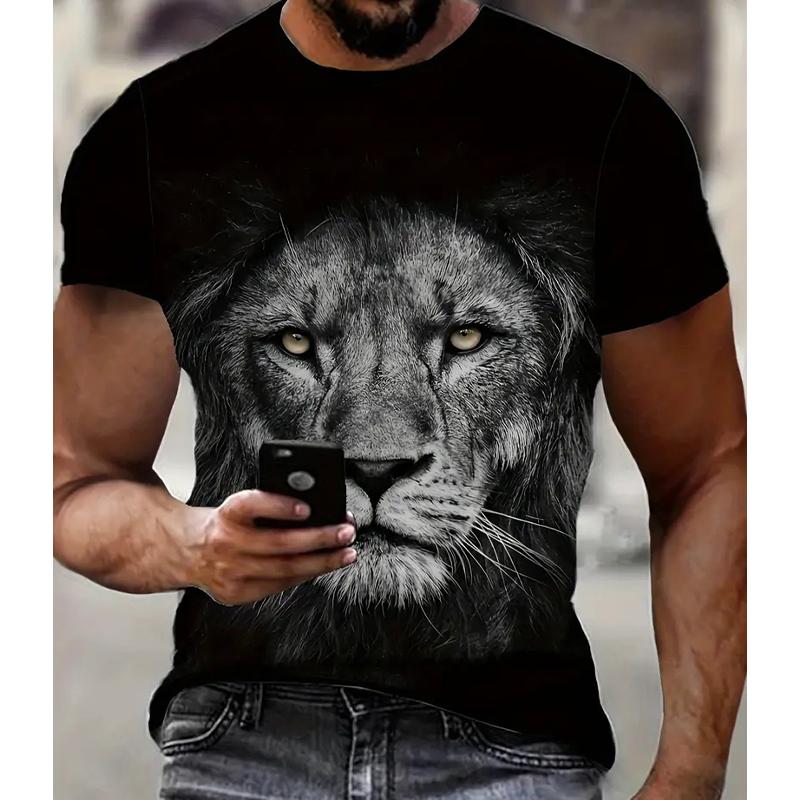 

Новая летняя мужская модная футболка с принтом тигра, мужская футболка, топ XL серый