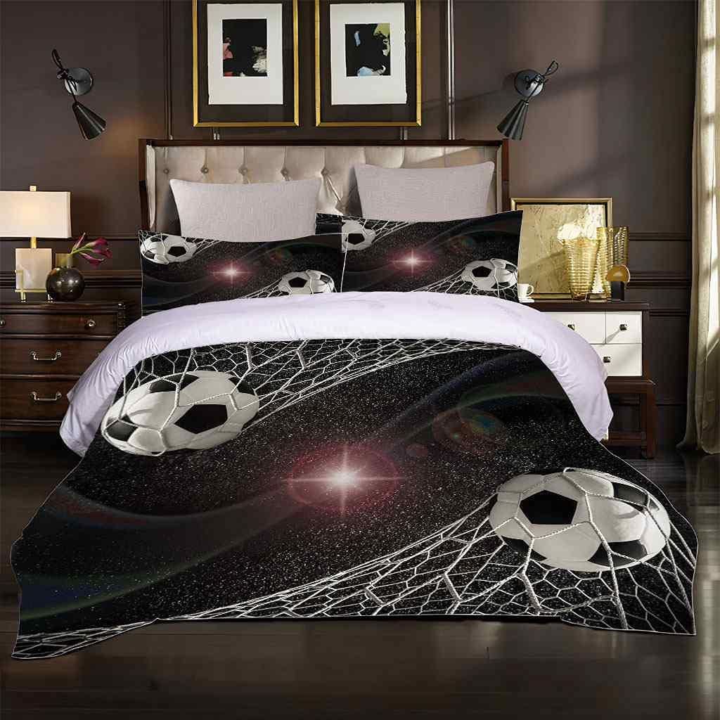 Zestaw pościeli piłkarskiej 3D Sportowa poszwa na kołdrę Poszewka na poduszkę 2 lub 3 sztuki AU140 * 210 Dekoracja pokoju chłopięcego