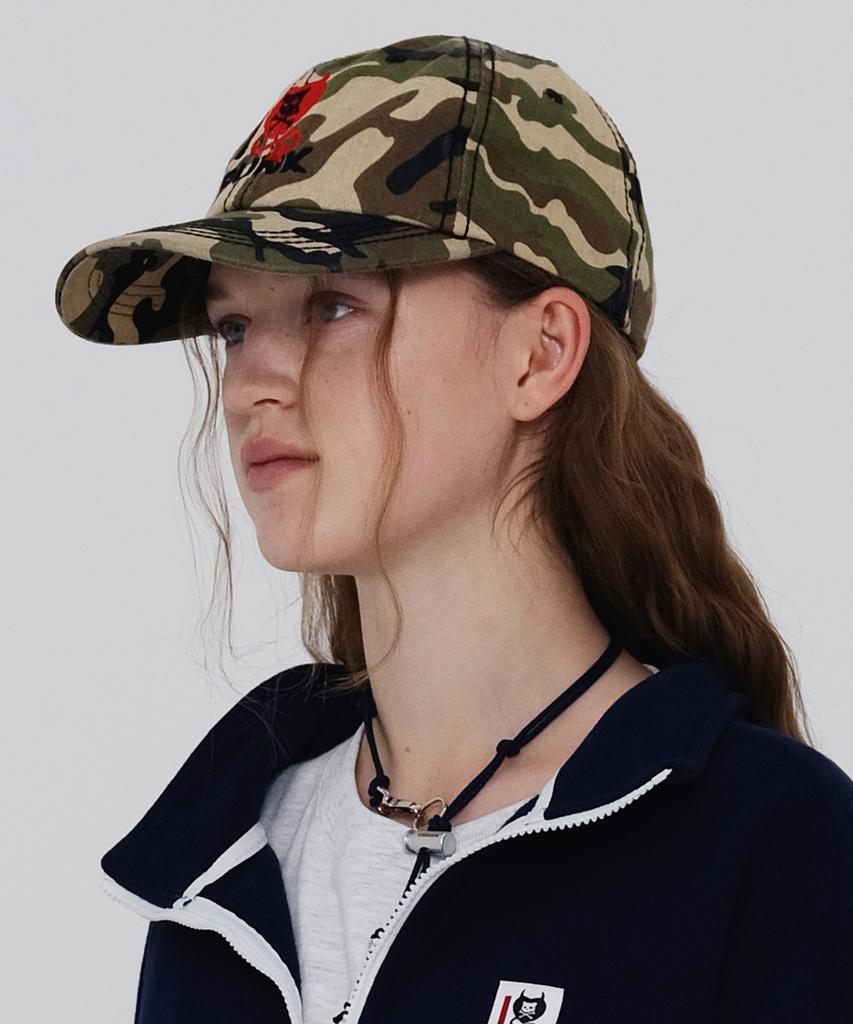 KEEMHII Camo Washed Devil Ball Cap - [Khaki]